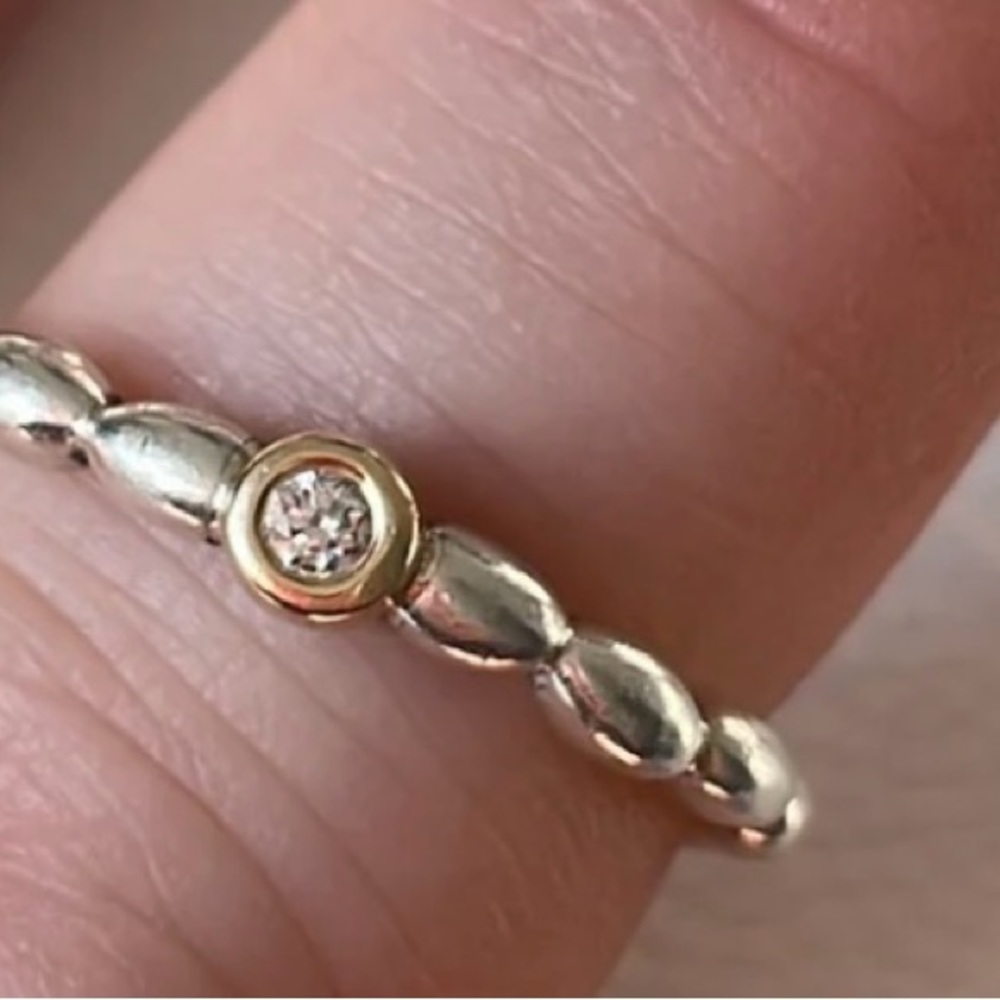 Rare/Retired PANDORA Elegant Embrace 925 Sterling 14kt Gold Diamond Ring 5.5 50 - Picture 2 of 15
